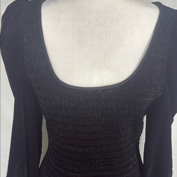 LoveShackFancy Black Smocked Mini Dress Long Sleeve Size L - Picture 4 of 13